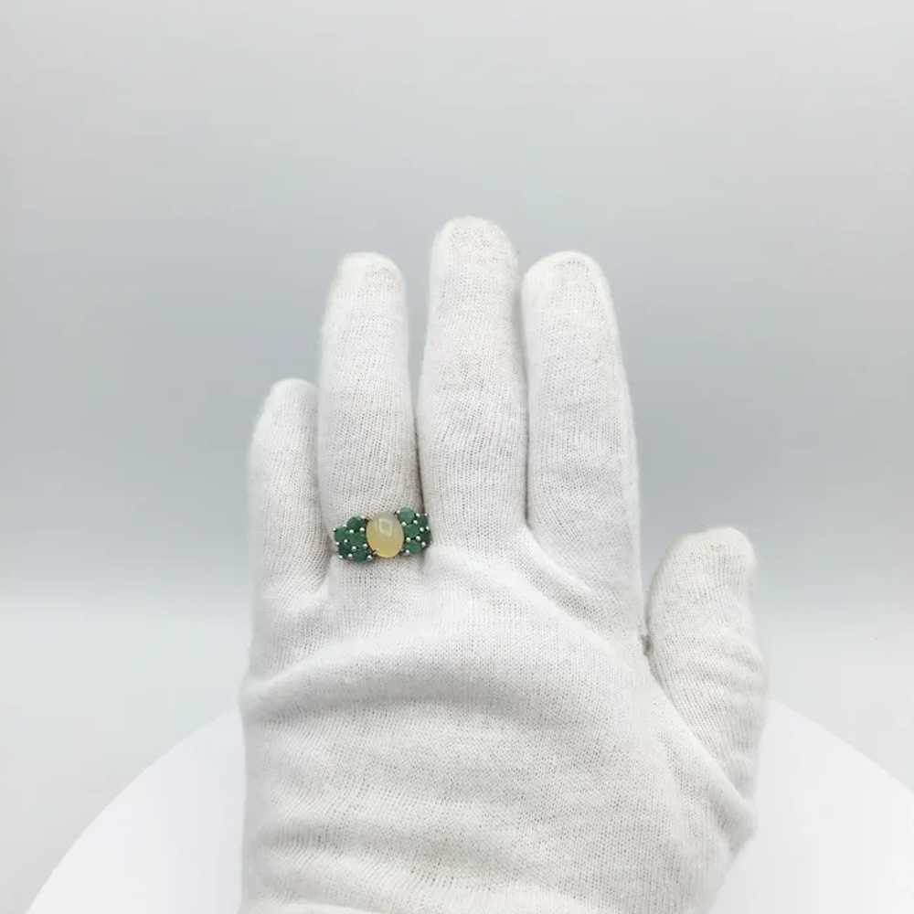 Sterling Silver Opal and Emerald Ring - image 7