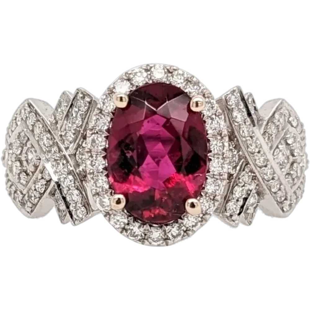 1.2ct Rubellite Tourmaline Ring w Earth Mined Dia… - image 1