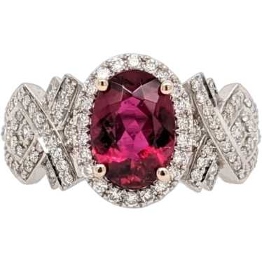 1.2ct Rubellite Tourmaline Ring w Earth Mined Dia… - image 1