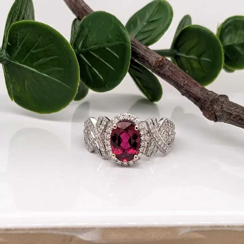 1.2ct Rubellite Tourmaline Ring w Earth Mined Dia… - image 3