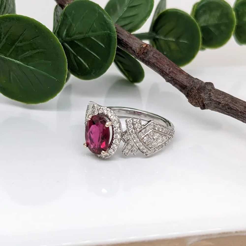 1.2ct Rubellite Tourmaline Ring w Earth Mined Dia… - image 4