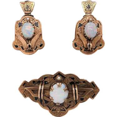 Victorian Opal Demi Parure 14K Rosey Yellow Gold E