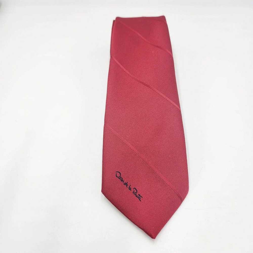 Vintage Oscar de la Renta Couture Tie Maroon Wine… - image 1