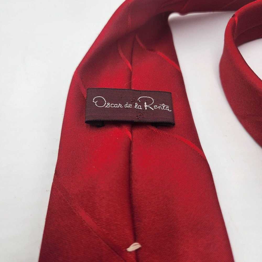 Vintage Oscar de la Renta Couture Tie Maroon Wine… - image 3