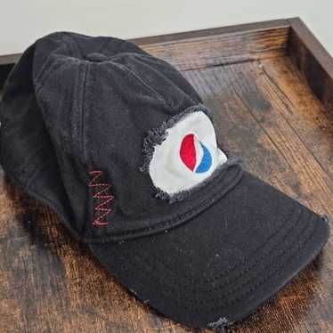 Vintage Pepsi Patch Fringe Hat A+ Flex Foul Balls… - image 1