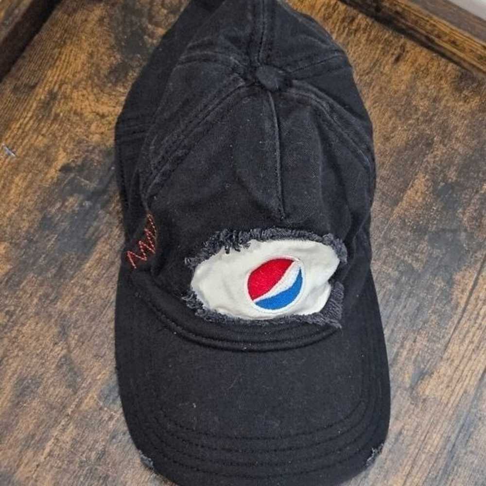 Vintage Pepsi Patch Fringe Hat A+ Flex Foul Balls… - image 2