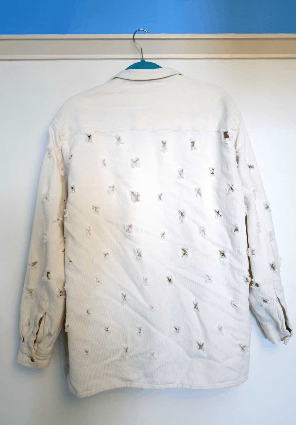 Designer Textured Avant Garde Distressed Button Up - image 3