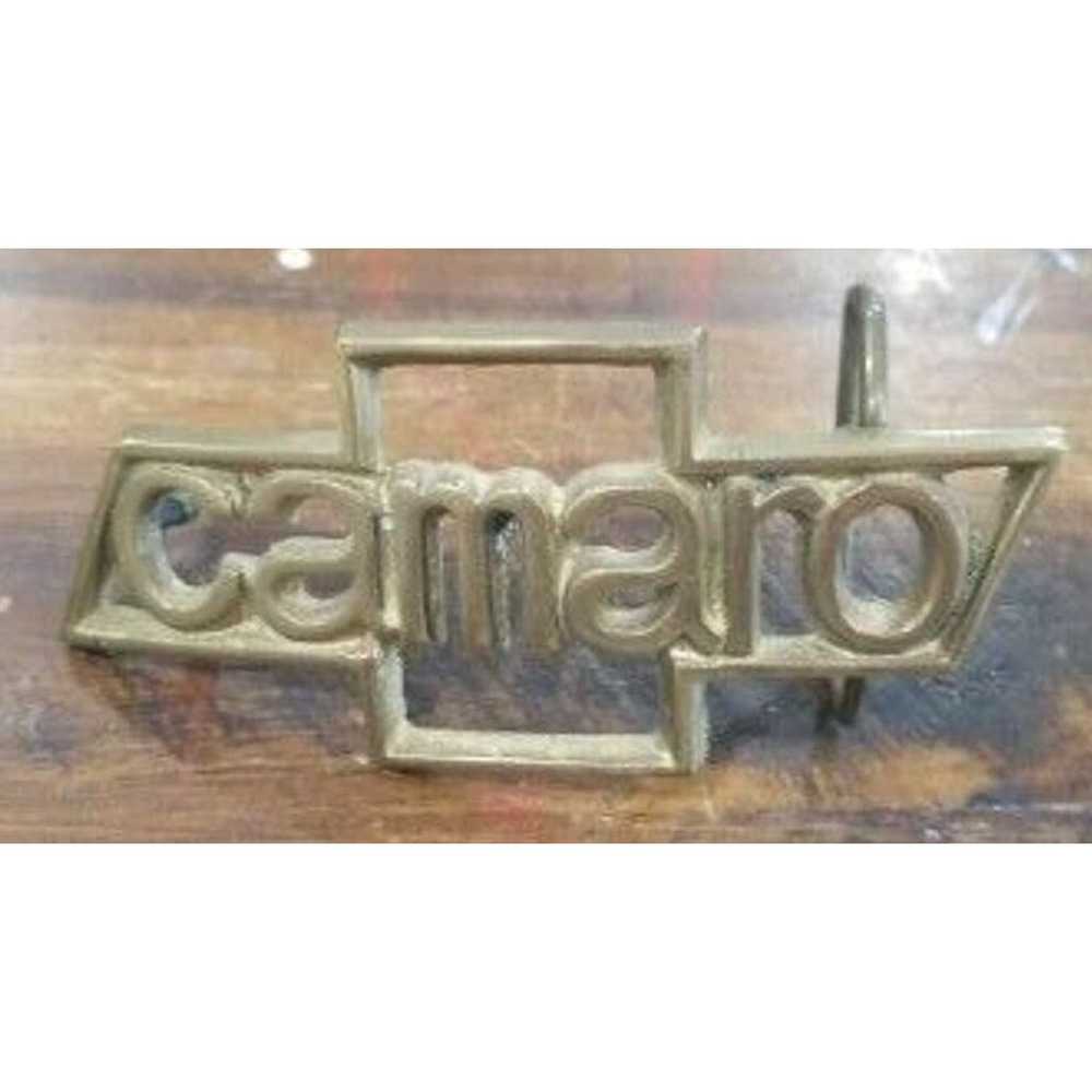 Vintage Chevy Logo Camaro Car Brass Belt Buckle T… - image 2