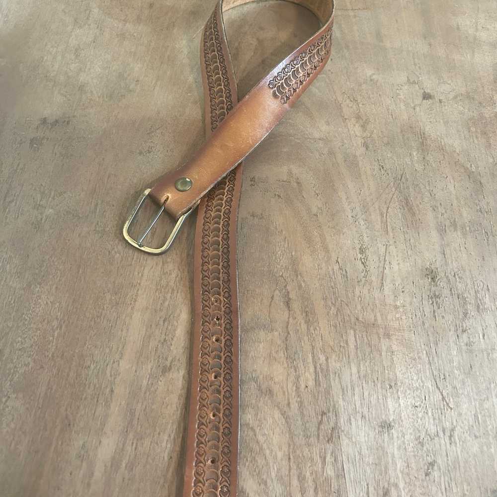 Vintage Handmade unisex leather belt - image 1