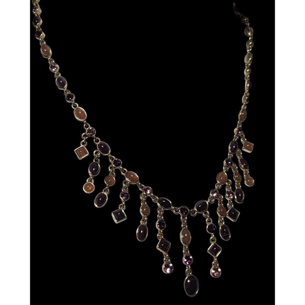 Other Retro Elegant Gold Gemmed Fringe Necklace - image 3