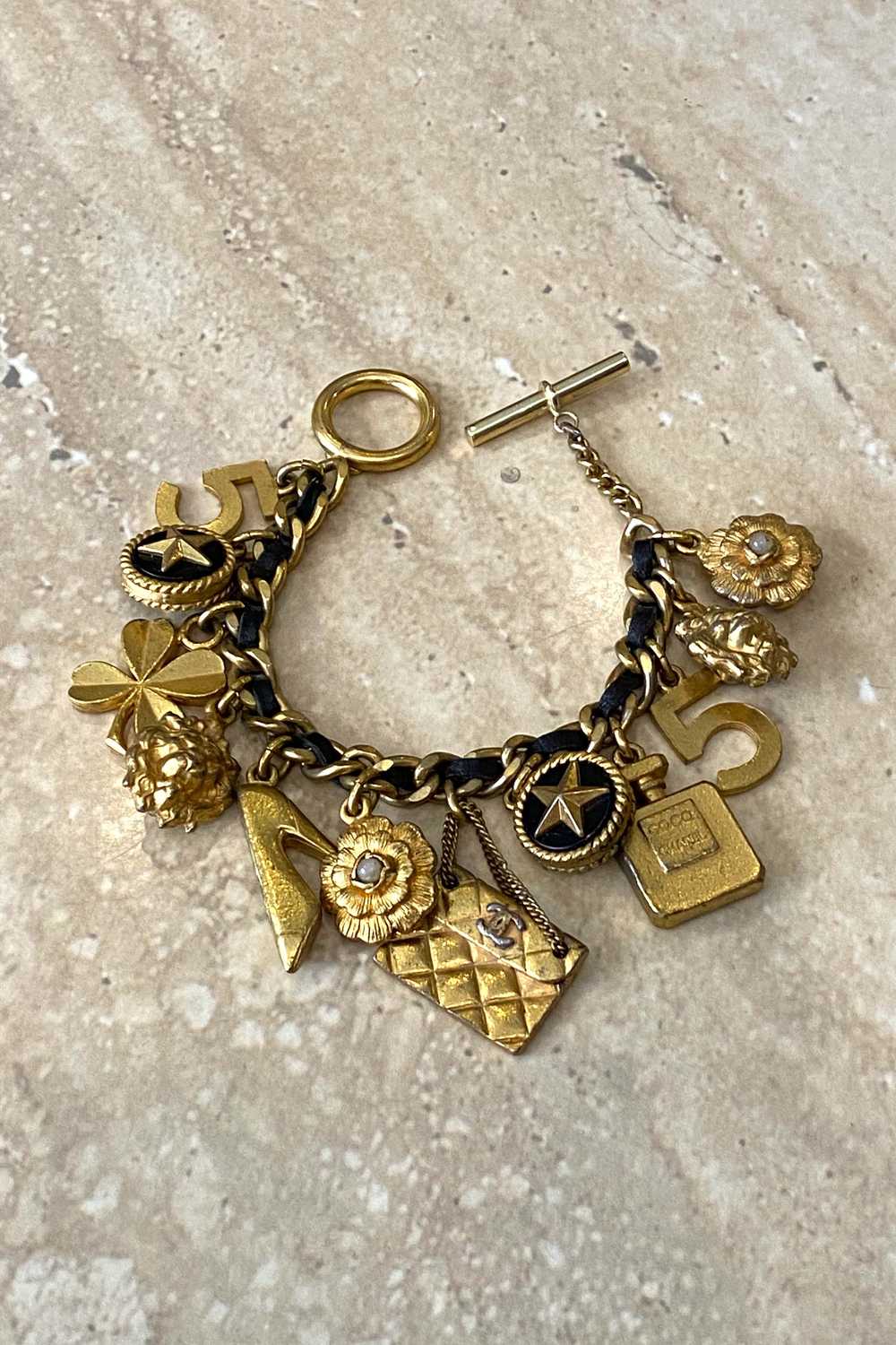 Chanel Matte Gold Charm Bracelet - image 1