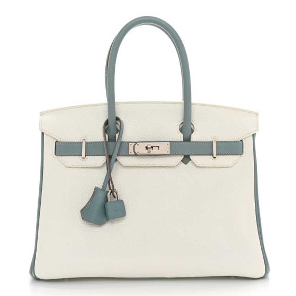 HERMES Togo Horseshoe Birkin 30 White Ciel - image 1