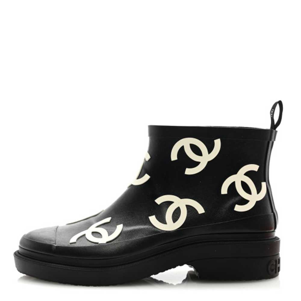 CHANEL Rubber CC Print Boots 36 Black - image 1