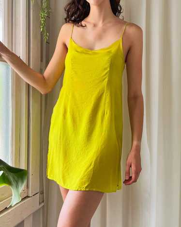 90s Chartreuse Silk Slip | S - image 1