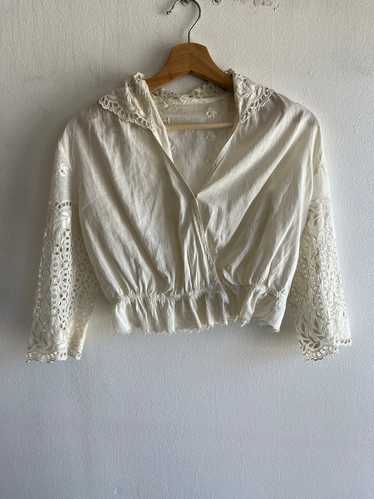 Vintage 1930’s Linen and Lace Top - image 1