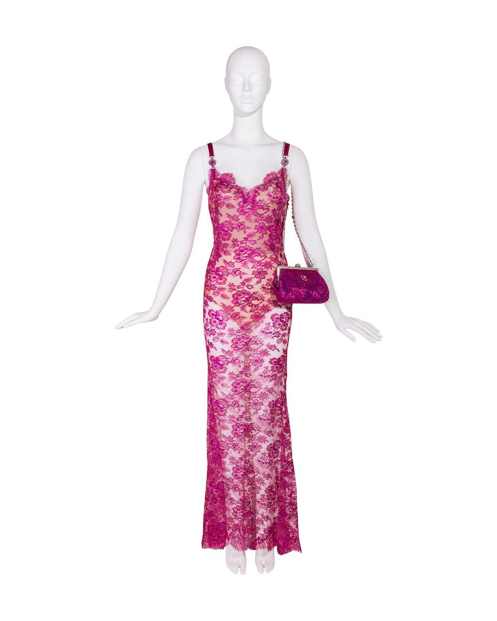 S/S 1996 Metallic Pink Lace Gown and Purse Set - image 3