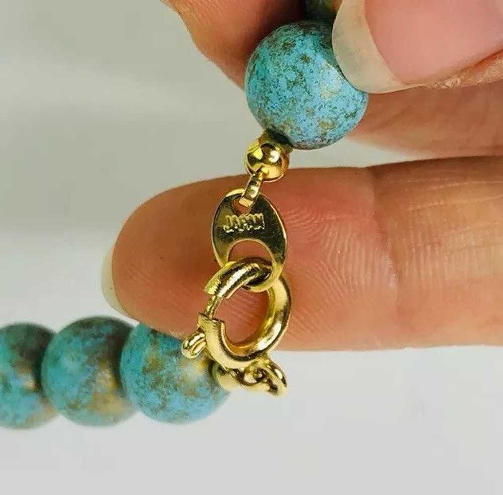 Other Artisan Turquoise Beaded Long Gold Accents … - image 5