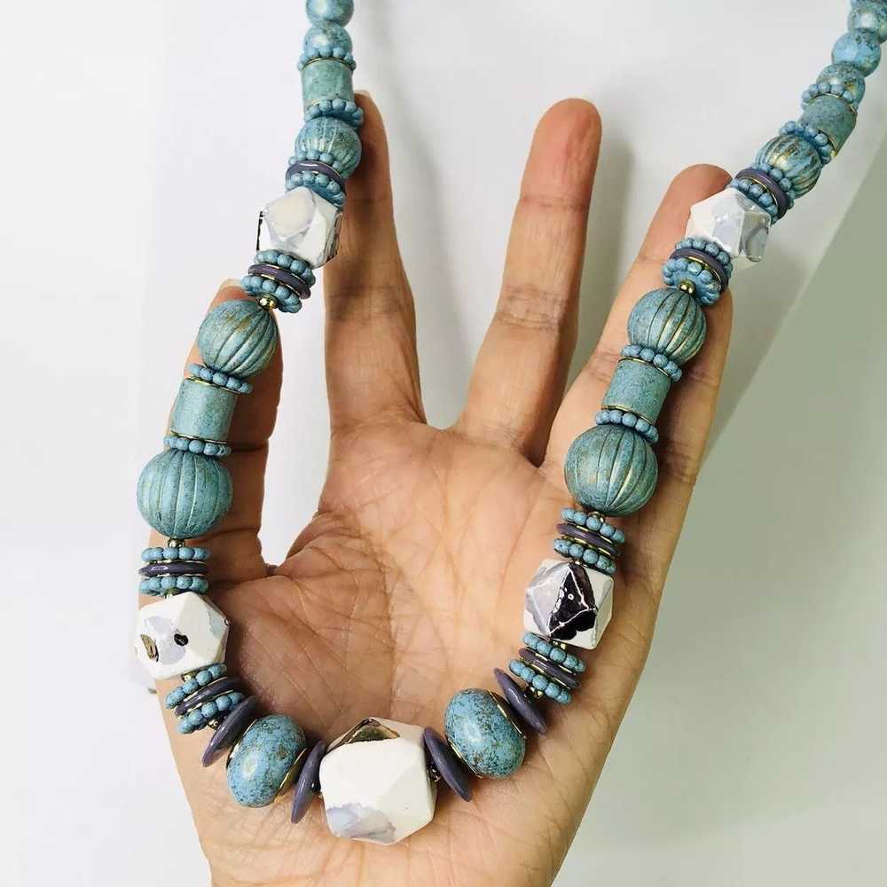 Other Artisan Turquoise Beaded Long Gold Accents … - image 6