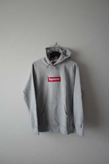 Supreme Grey / Red Box Logo Hoodie