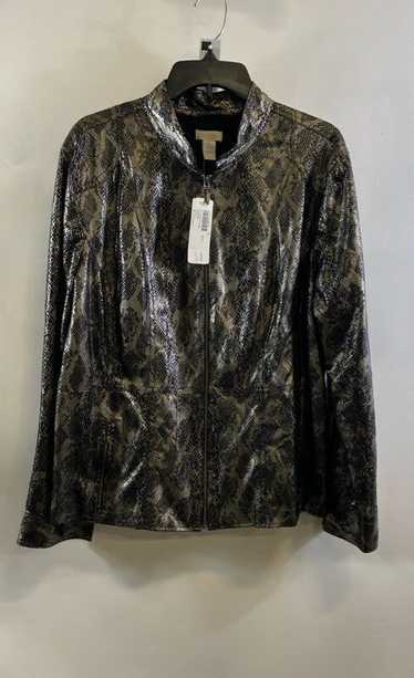 NWT Chico's Womens Black Snake Print Silver Python