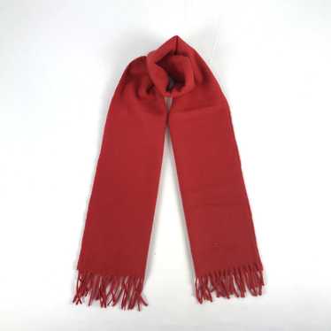 Longchamp Women Red Floral Wool/Cashmere Scarf One Size Fringe on sale Trim