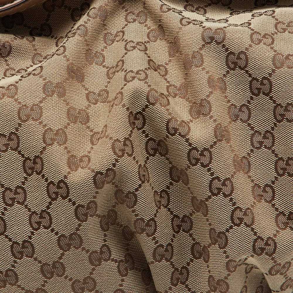 Gucci GUCCI Beige/Brown GG Canvas and Leather Lar… - image 5