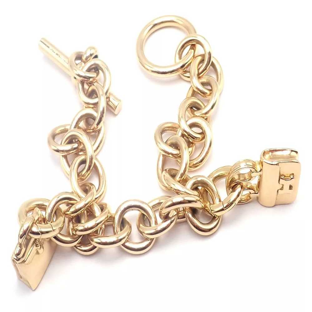 Hermes 18k Yellow Gold Heavy Link Toggle With Two… - image 12