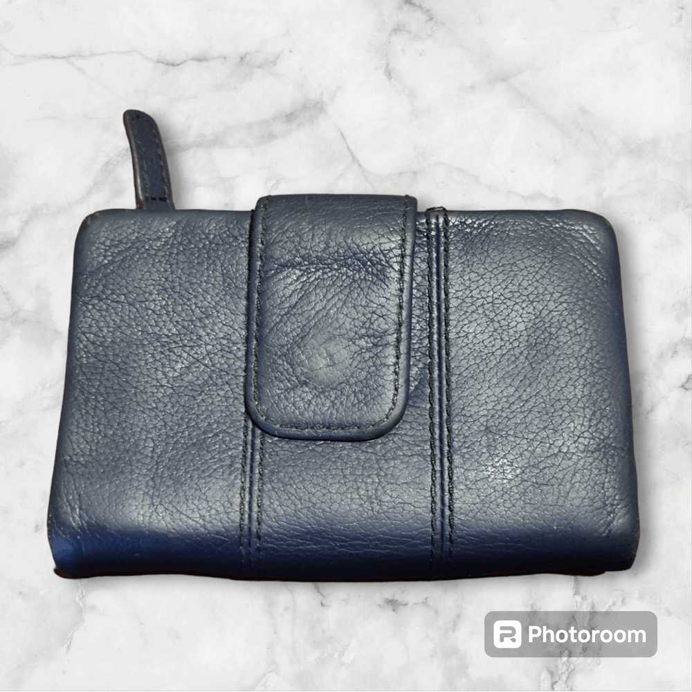 Fossil Fossil Navy Blue Leather Small Tri-Fold ID… - image 2