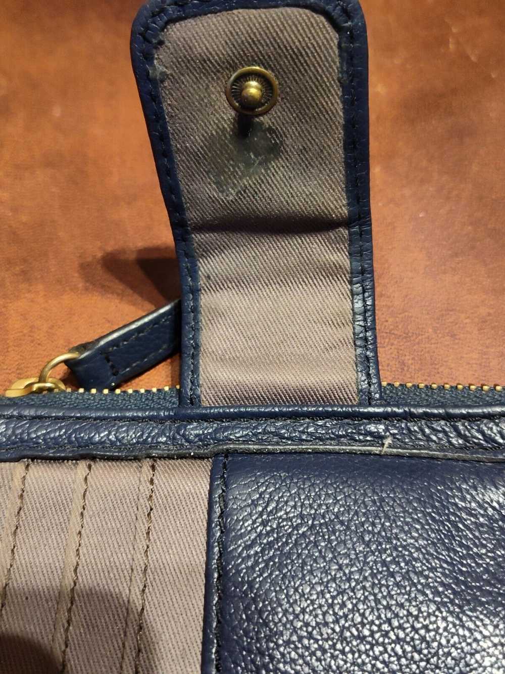 Fossil Fossil Navy Blue Leather Small Tri-Fold ID… - image 5