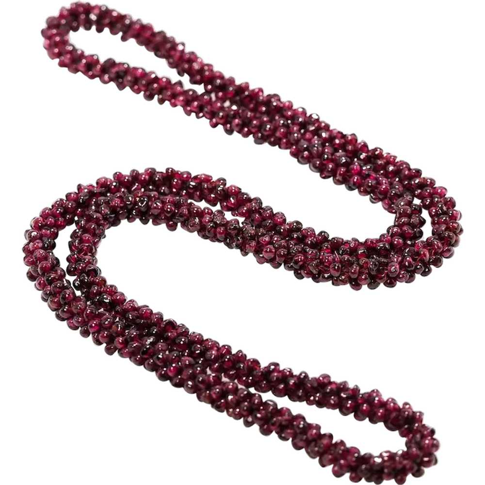 Vintage 1980s Long Single Strand Almandine Garnet… - image 1