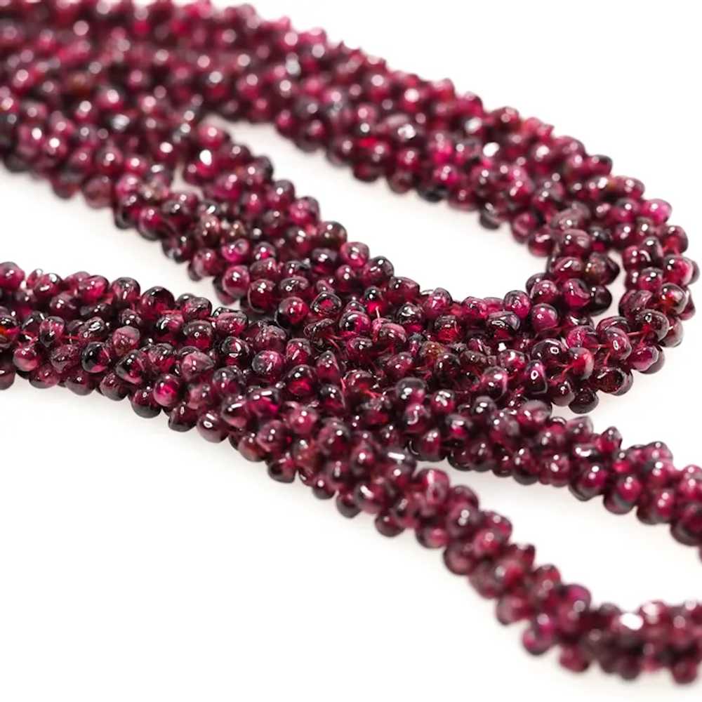 Vintage 1980s Long Single Strand Almandine Garnet… - image 4