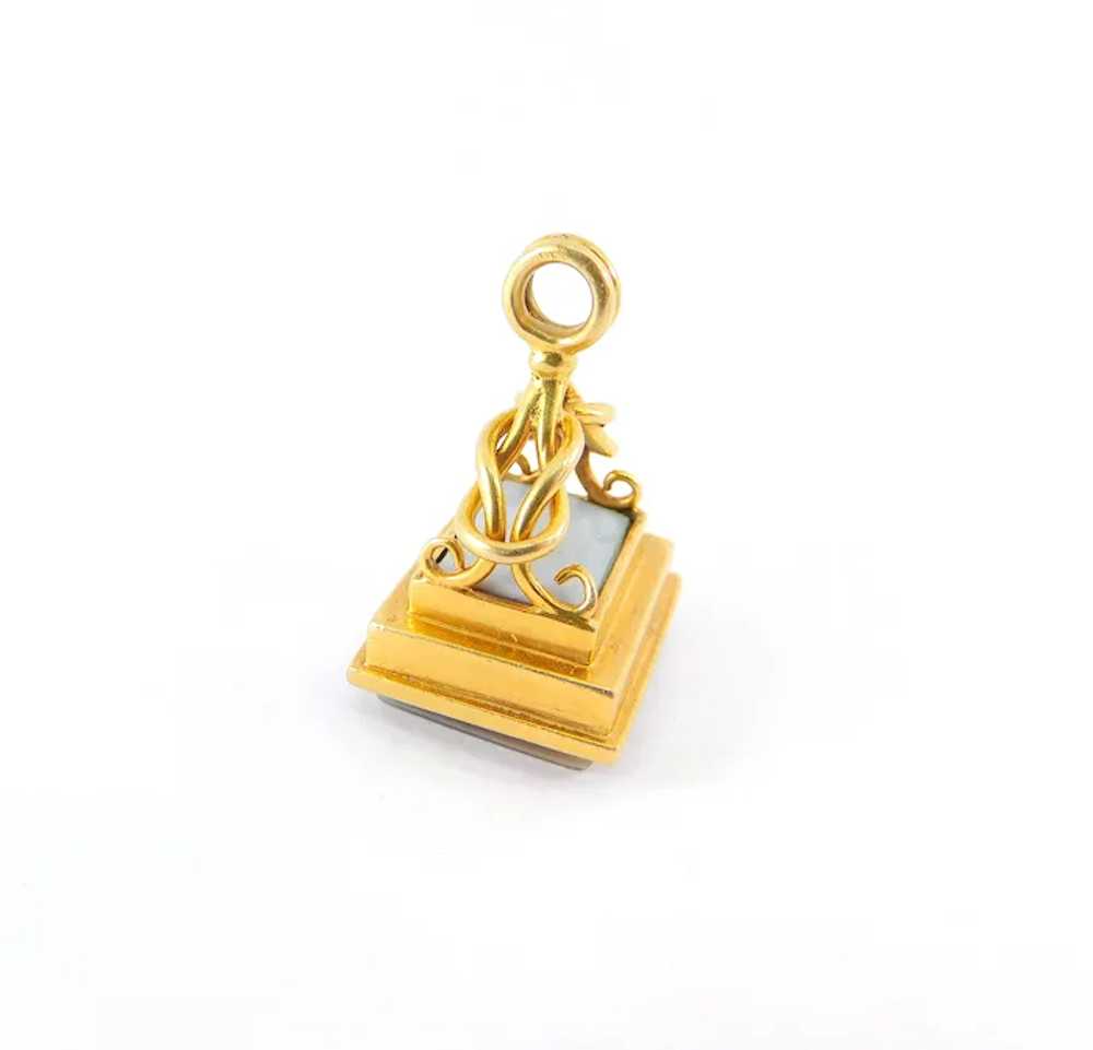 Antique GEORGIAN 18ct Gold Charm FOB Pendant Sard… - image 4