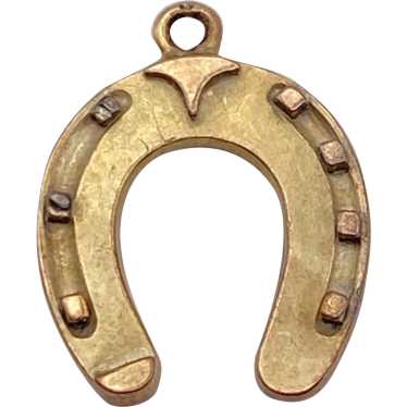 Victorian Lucky Horseshoe Charm 9K Gold