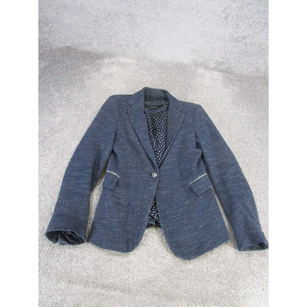 Zara Zara Blazer Womens Small Navy Blue Cotton Su… - image 1