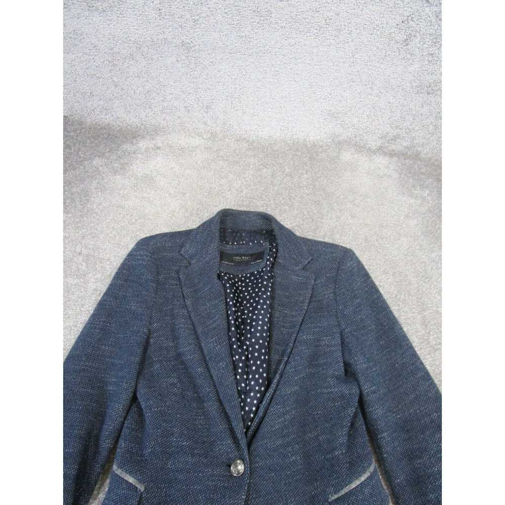 Zara Zara Blazer Womens Small Navy Blue Cotton Su… - image 2