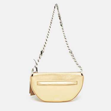 BURBERRY Gold Leather Mini Olympia Zip Chain Bag - image 1