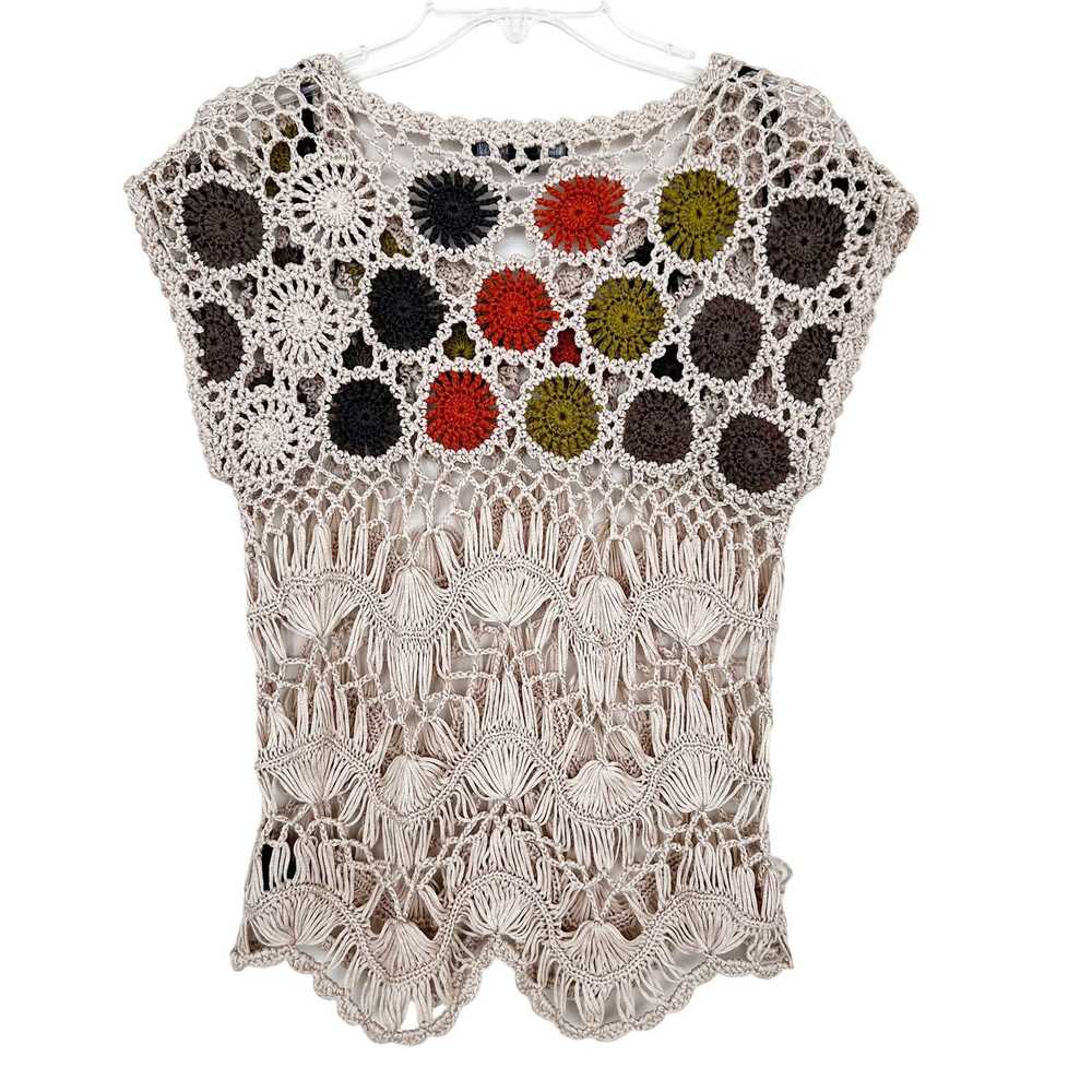 Forever 21 Forever 21 Crochet Tan Multicolor Blou… - image 4