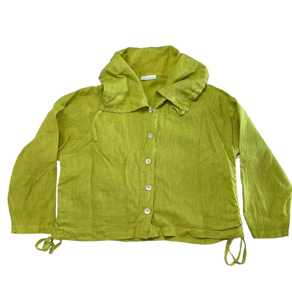 Bryn Walker BRYN WALKER Chartreuse Green Linen Sh… - image 4