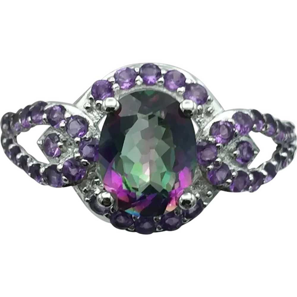 Sterling Silver Mystic Topaz and Amethyst Ring - image 1