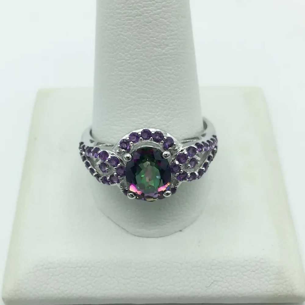 Sterling Silver Mystic Topaz and Amethyst Ring - image 2