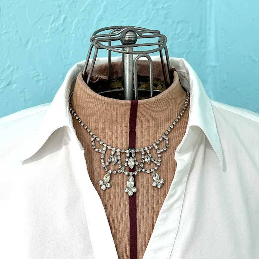 Weiss Co Vintage Swag Rhinestone Choker Necklace - image 10