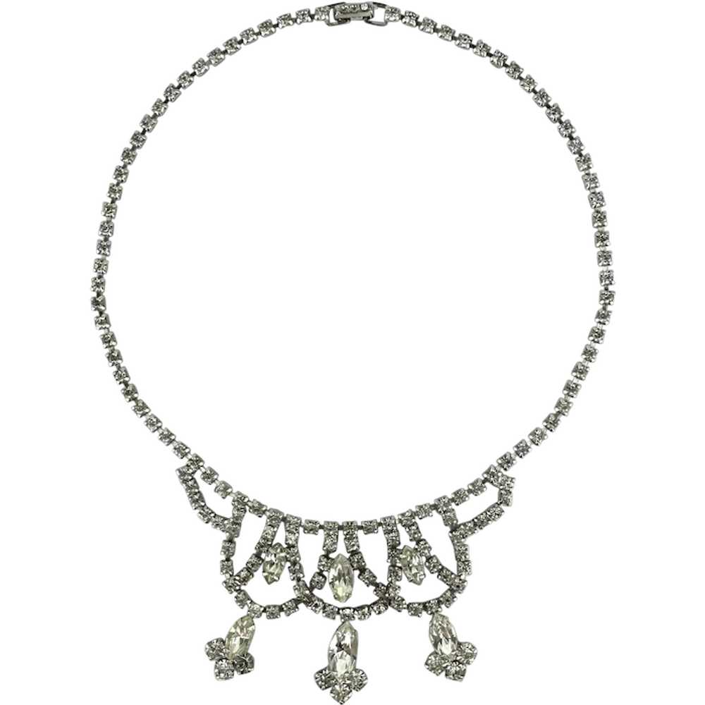 Weiss Co Vintage Swag Rhinestone Choker Necklace - image 1