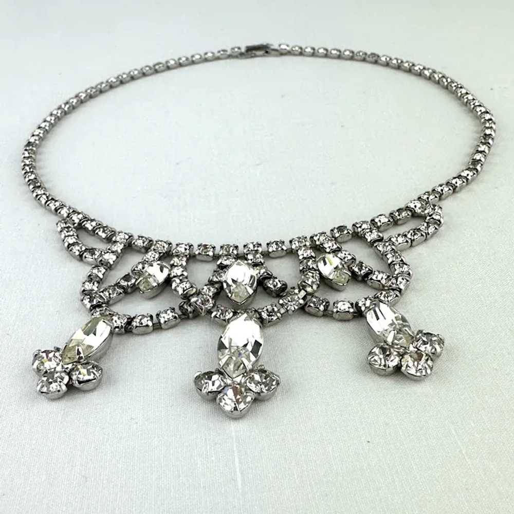 Weiss Co Vintage Swag Rhinestone Choker Necklace - image 2