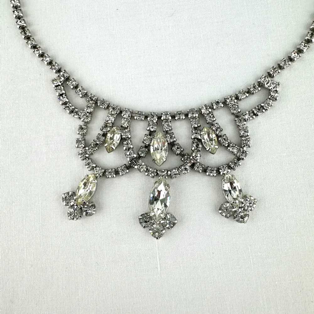 Weiss Co Vintage Swag Rhinestone Choker Necklace - image 3