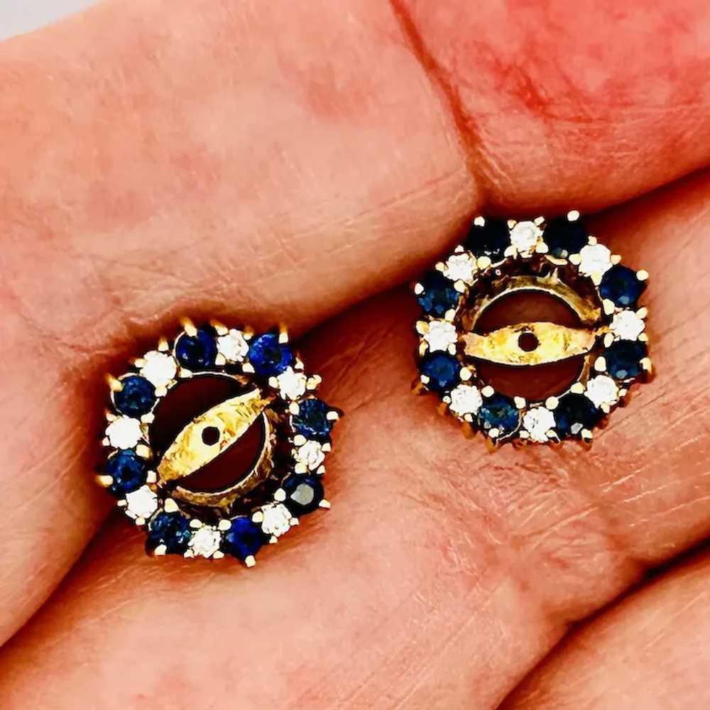 Vintage Estate Sapphire & Diamond Earring Jackets… - image 11