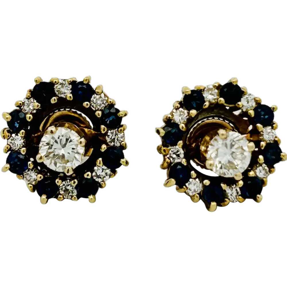 Vintage Estate Sapphire & Diamond Earring Jackets… - image 1