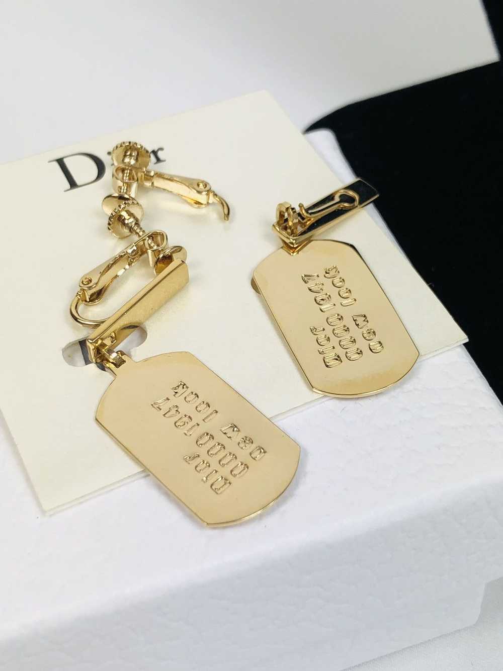 Dior Dior dog tag earrings - image 3