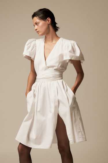 YSL Bone White Cotton Wrap Dress