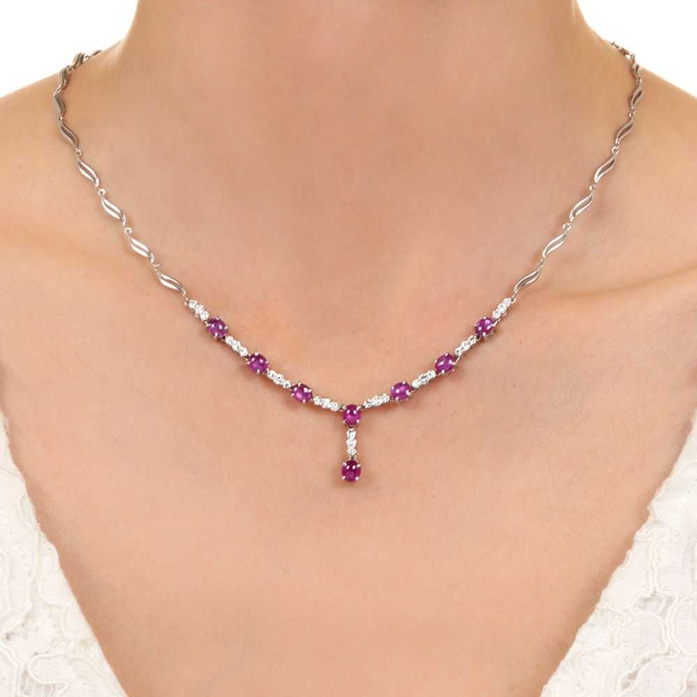 Estate Star Ruby and Diamond Necklace - image 4