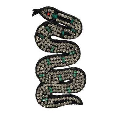 GUCCI Crystal Bead Embroidered Snake Brooch Multi… - image 1